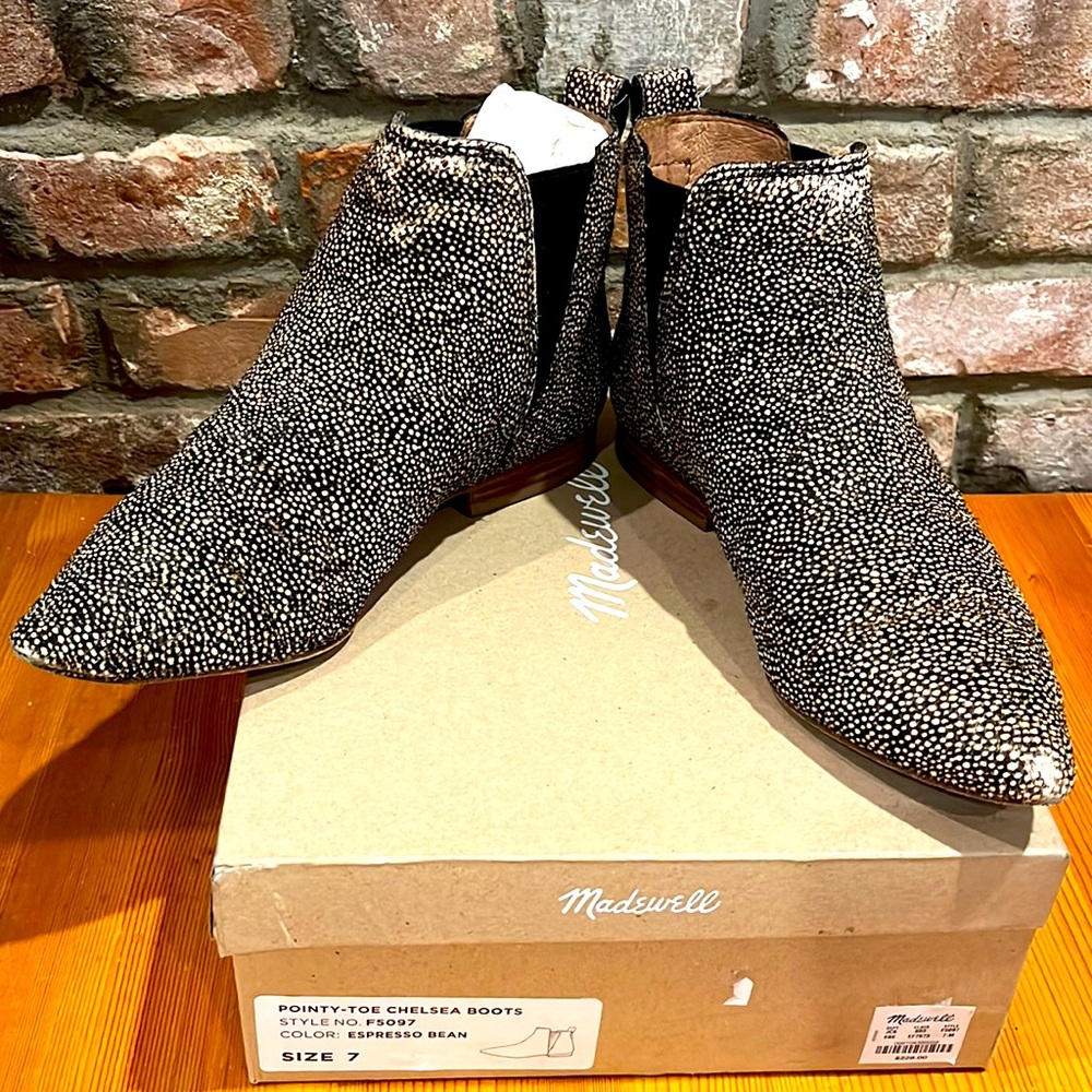 Calf hair spotted Madewell Chelsea boots